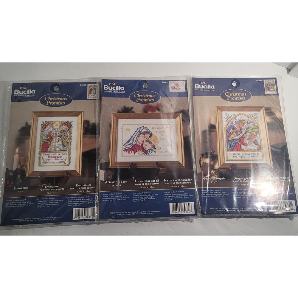 Lot Of 3 Bucilla Cross Stitch Kits Christmas Promises 84883 84884 84889